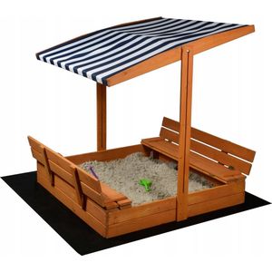 Zandbak met dak - speelgoed - en grondzeil - 120x120x120 cm