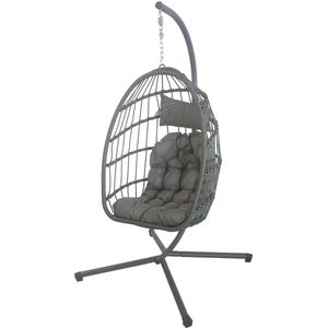 Inklapbare Hangstoel - Egg Chair - Grijs - Kussens