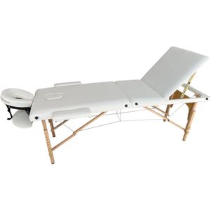 Massagetafel inklapbaar - 3 secties - 185x70cm - hout - wit
