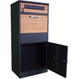 Pakketbrievenbus - Antraciet Houtlook - 50x38x112 cm - Staal