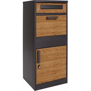 Pakketbrievenbus - Antraciet Houtlook - 50x38x112 cm - Staal