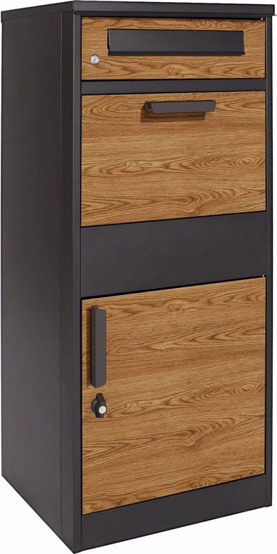 Pakketbrievenbus - Antraciet Houtlook - 50x38x112 cm - Staal