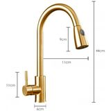 Keukenkraan goud - met uitrekbare kop tot 82 cm