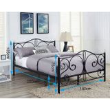 Metalen Bed - 140x200 cm - met Lattenbodem - Zwart