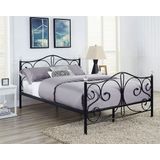 Metalen Bed - 140x200 cm - met Lattenbodem - Zwart