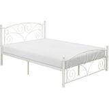 Metalen bedframe met lattenbodem- 120x200-versierd - wit