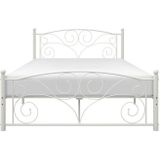 Metalen bedframe met lattenbodem- 120x200-versierd - wit
