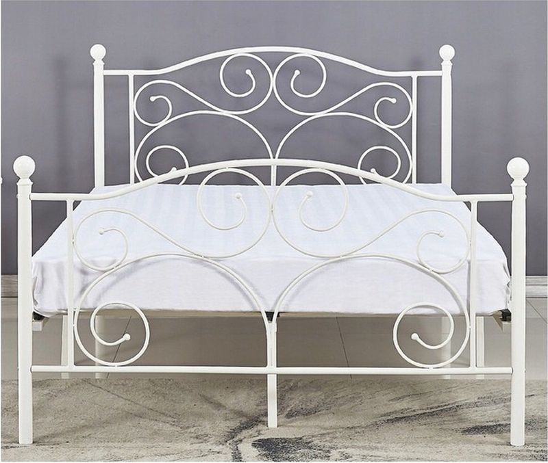 Metalen bedframe met lattenbodem- 120x200-versierd - wit