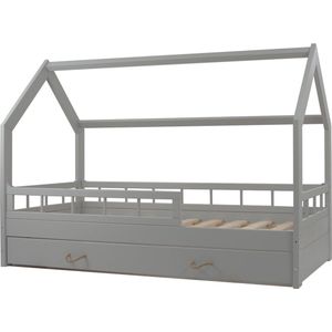 Huisbed - 80x160 cm - met bedlade - grijs