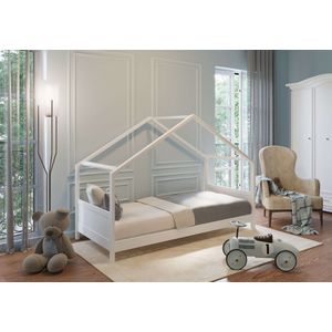 Huisbed - Kinderbed - Wit - Massief Hout