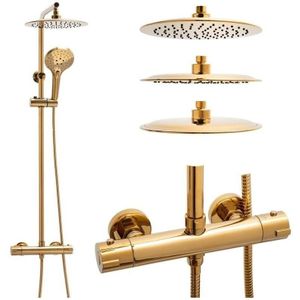 Regendoucheset - met thermostaatkraan - 25 cm - goud