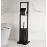 Wc borstel met houder - en toiletrolhouder - 20x20x80 cm - zwart