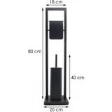 Wc borstel met houder - en toiletrolhouder - 20x20x80 cm - zwart