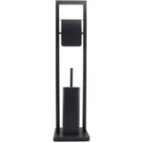 Wc borstel met houder - en toiletrolhouder - 20x20x80 cm - zwart