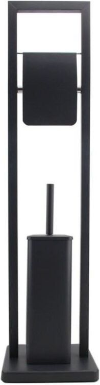 Wc borstel met houder - en toiletrolhouder - 20x20x80 cm - zwart