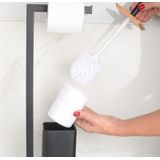 Wc borstel met houder - en toiletrolhouder - 20x20x64 cm - zwart