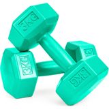 Dumbbells - gewichten set - 6 kg (2x 3kg) - zeskant - groen