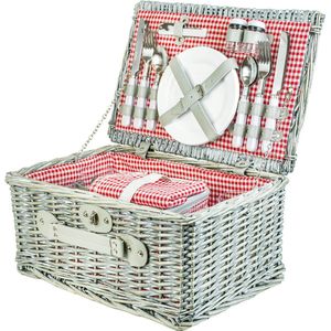 Picknickmand - 4 personen - 29-delig - rood geruit