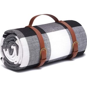 Picknickkleed - waterdicht - 195x200 cm - zwart wit - geruit
