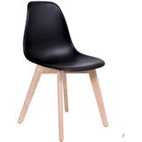 KITO - Eetkamerstoel - set van 4 eettafelstoelen - houten onderstel - zwart