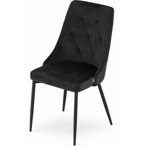 IMOLA - Velvet Eetkamerstoel - set van 4 Eettafel Stoelen - Zwart