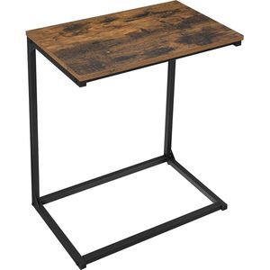 Bijzettafel industrieel - laptoptafel - 55x35x66 cm - bruin zwart