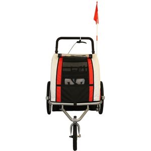 Fietskar kind - buggy - 2-zits - met schokbreker - rood