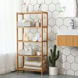 Badkamerkast - bamboe kast - 60x26x130 cm - met 5 schappen