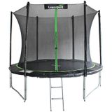 Trampoline - met veiligheidsnet en ladder - 244 cm - zwart groen