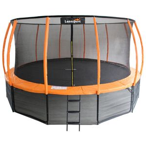 Trampoline- 366 cm - oranje zwart - veiligheidsnet - tot 150kg