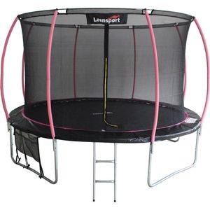 Trampoline - 244 cm - roze zwart - veiligheidsnet - tot 100kg