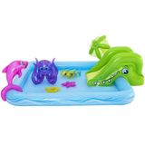 Opblaasbare baby zwembad - 239x206x86cm - glijbaan,octopus,2 vissen
