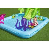Opblaasbare baby zwembad - 239x206x86cm - glijbaan,octopus,2 vissen