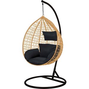 Hangstoel - met standaard en kussens - tot 150kg - zwart beige
