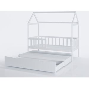 Bedhuis - peuter bed 160x80 cm - met bedlade en logeerbed - wit