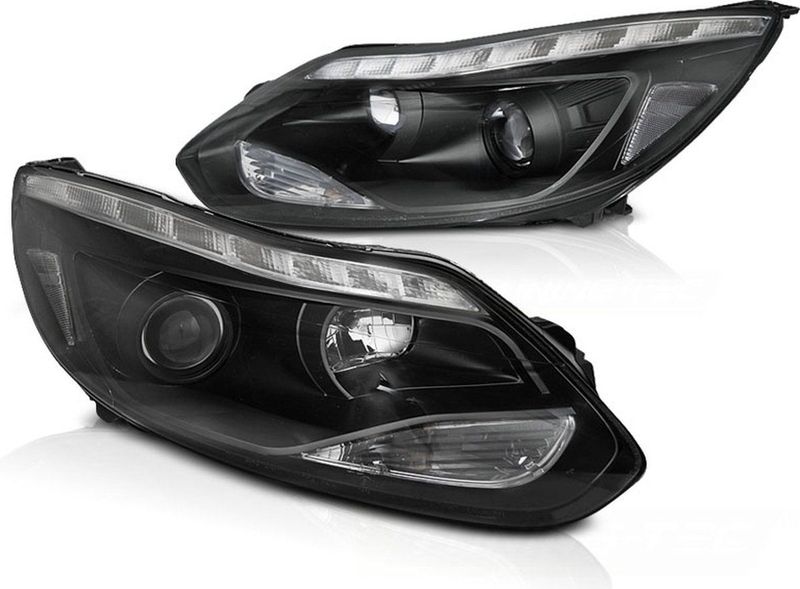 Koplampen - voor FORD FOCUS MK3 11- 10.14 - LED - ZWART