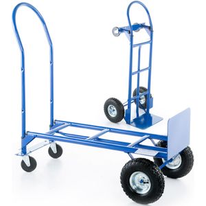 Steekwagen / Transportwagen - tot 250 kg - luchtbanden - blauw