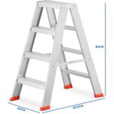 Huishoudtrap - ladder - 2x 4 treden - aluminium - 81 cm hoog