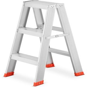 Huishoudtrap - ladder - 2x 3 treden - aluminium - 62 cm hoog