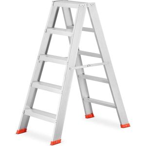 Ladder - huishoudtrap - trapladder - dubbelzijdig - 2x 5 treden