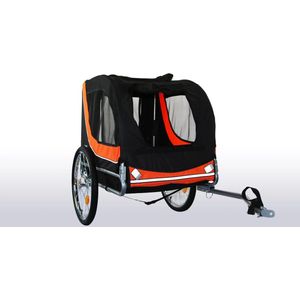 Fietskar hondenkar - opvouwbaar - oranje zwart - max 40 kg