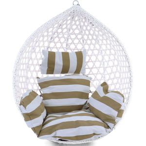 Kussen voor Hangstoel - Bruin/Wit Gestreept - 2-delig - Inclusief Rugdeel