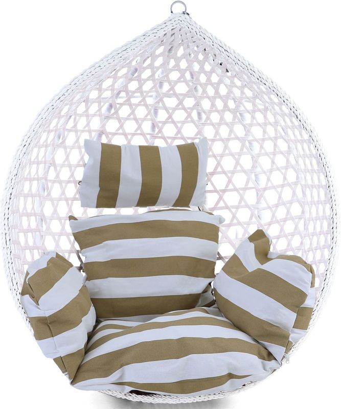 Kussen voor Hangstoel - Bruin/Wit Gestreept - 2-delig - Inclusief Rugdeel