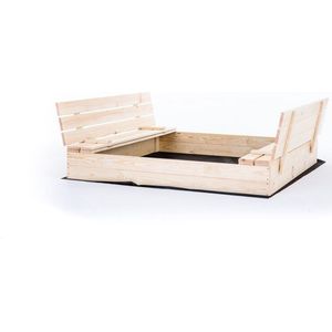 Zandbak - met deksel en bankjes - 120x120 cm - hout