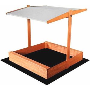 Zandbak - met deksel en dak - hout - 120x120 cm - grijs