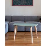 Endocarp krijtwitte salontafel van MDF & Essenhout, FSC gecertificeerd - 80x48x40 cm