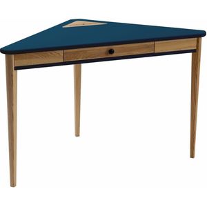 Hoekbureau Ashme - Petrolblauw - 114x61x75cm - FSC-gecertificeerd - Essenhout & MDF