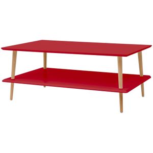 Lage salontafel Koro, rood (zuiver rood), 110x70cm, beukenhout & MDF, FSC-gecertificeerd