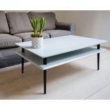 Hoge Salontafel Koro - Petrolblauw, 110x70x45 cm, beukenhout & MDF, FSC-gecertificeerd