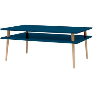 Hoge Salontafel Koro - Petrolblauw, 110x70x45 cm, beukenhout & MDF, FSC-gecertificeerd